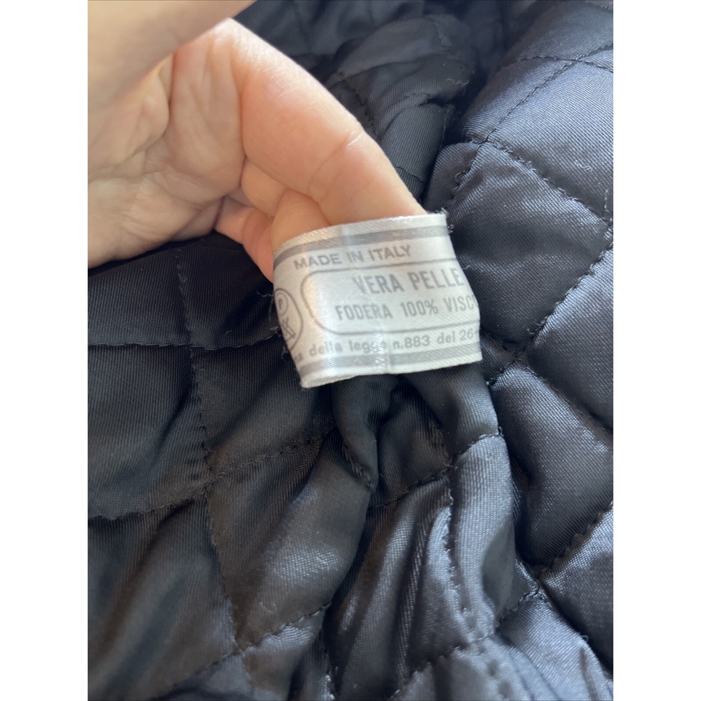 Vera Pelle Italian Della Legge 883 Black Leather Bomber Jacket Coat Mens Size 46 - Picture 16 of 16